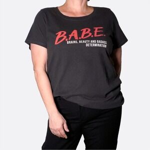 Torrid B.A.B.E. Graphic‎ Tee Gray Brains Beauty Badass Cotton Jersey Top Plus 1X